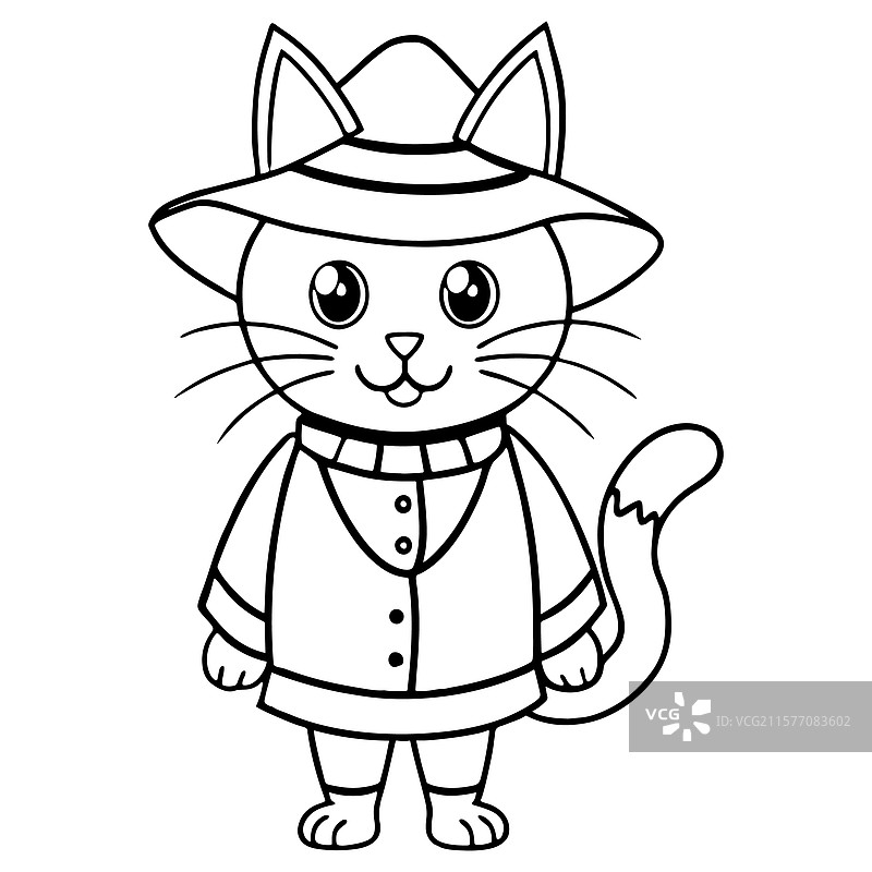 可爱的万圣节猫咪涂色页供孩子们使用图片素材