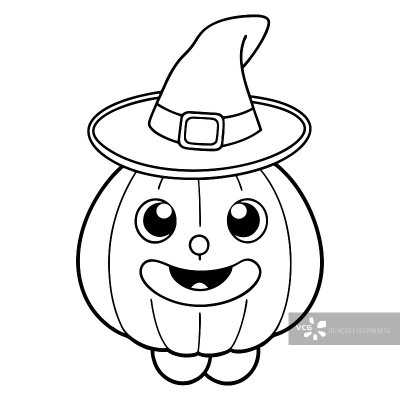 可爱的万圣节南瓜涂色页供儿童使用图片素材