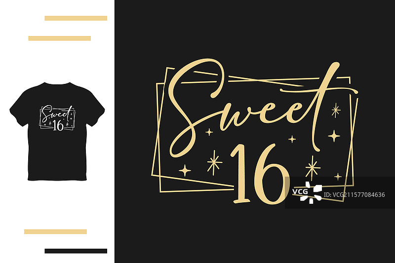 甜蜜十六岁T恤设计图片素材