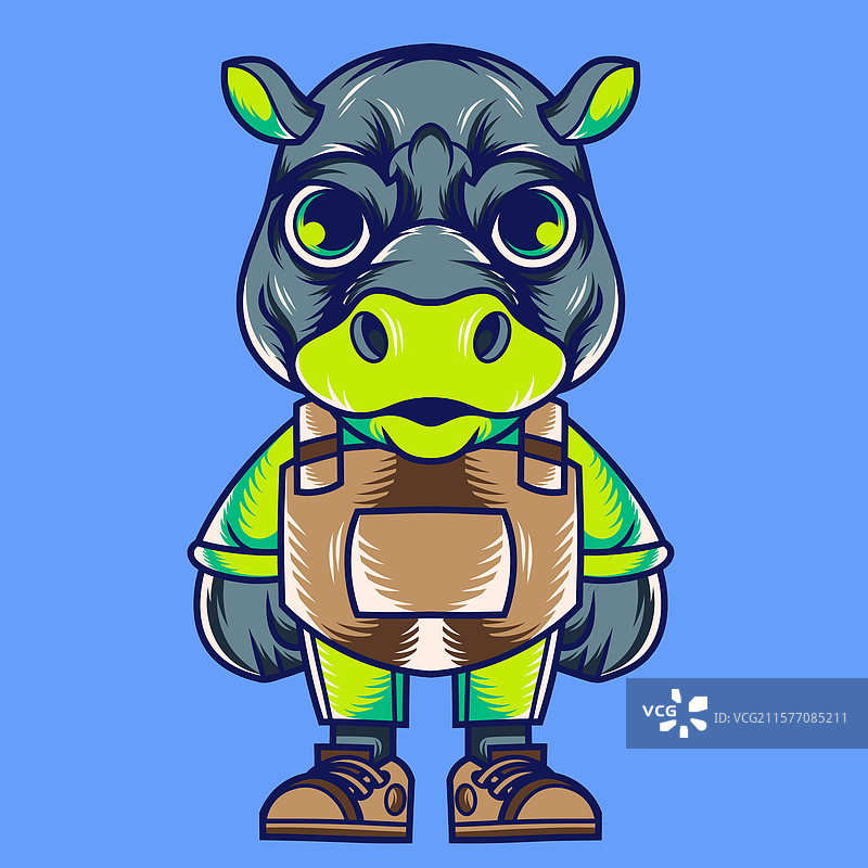 卡通河马吉祥物角色设计图片素材