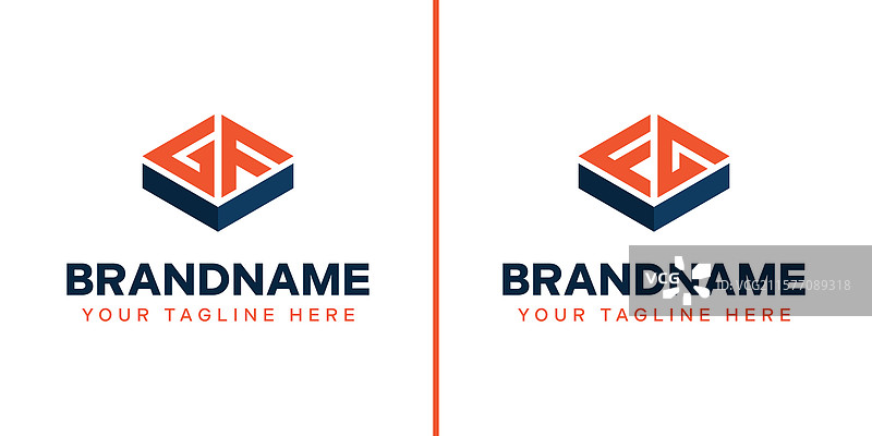 象征力量的字母GF和FG的盒子logo图片素材