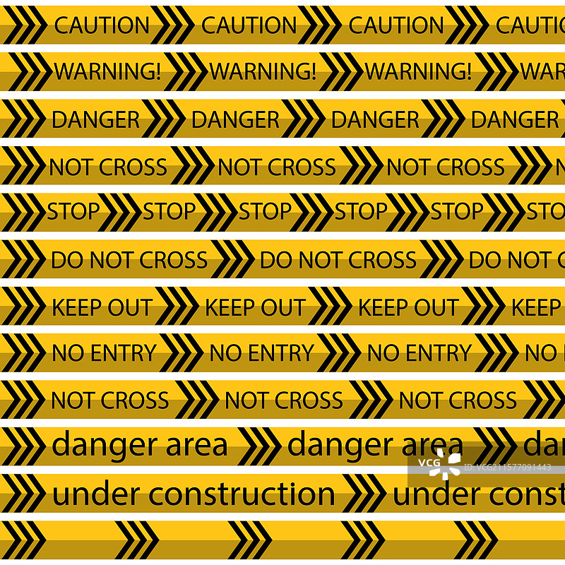 黄色和黑色警告带套装，危险注意图片素材