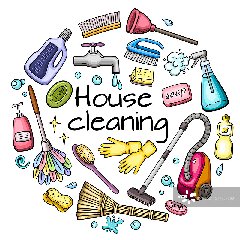 家庭清洁圆形横幅图片素材