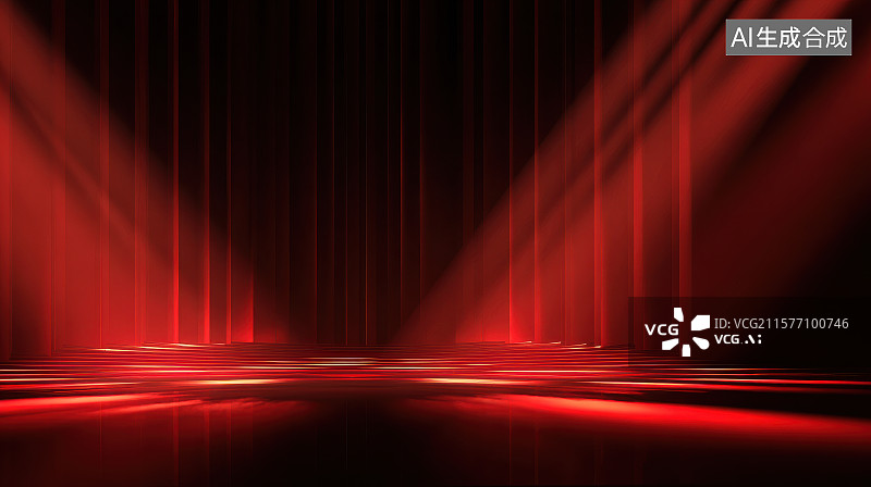 【AI数字艺术】红焰聚光舞台图片素材