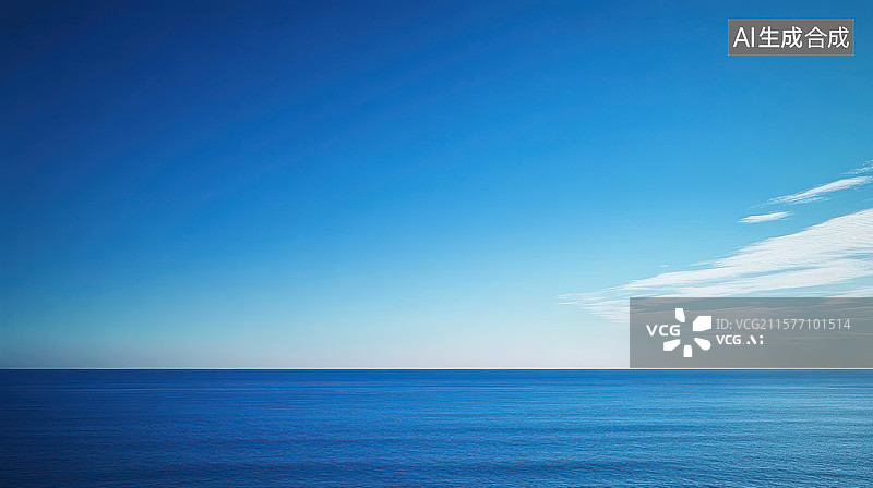 【AI数字艺术】宁静的海面与蓝天图片素材