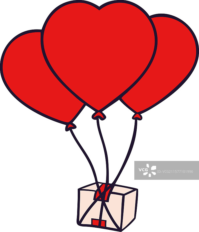 特别送达的气球与礼品盒图片素材