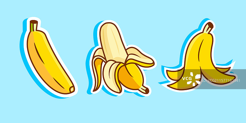 香蕉水果贴纸套装图片素材