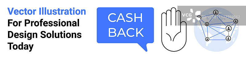 带有举手的对话气泡的现金返还概念图片素材