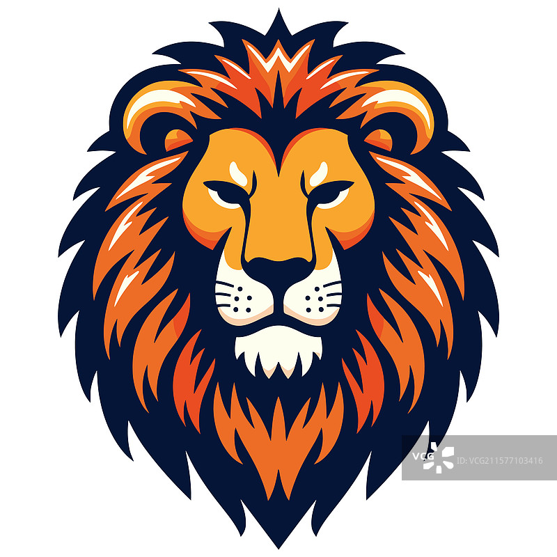 白色背景上的风格化狮子面孔图片素材