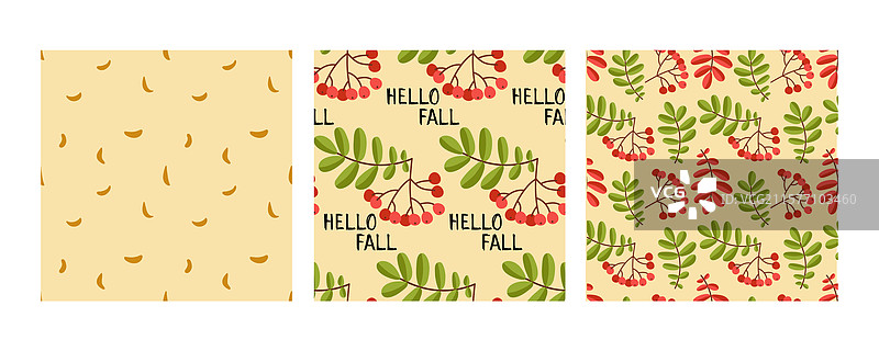 手绘秋季叶子无缝图案图片素材