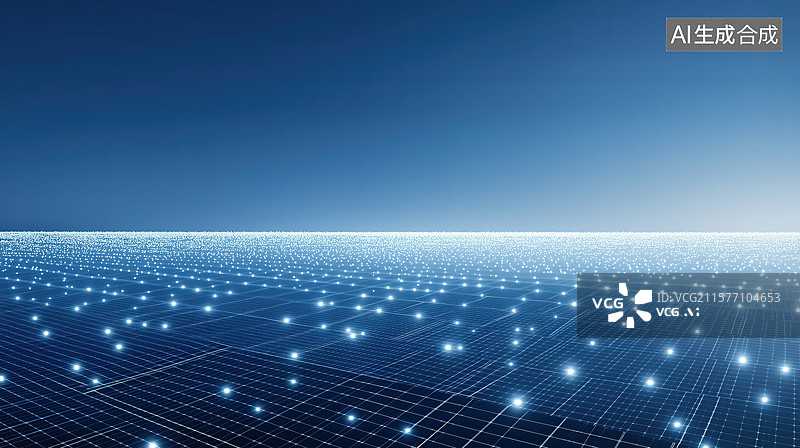 【AI数字艺术】太阳能板阵列与蓝天图片素材