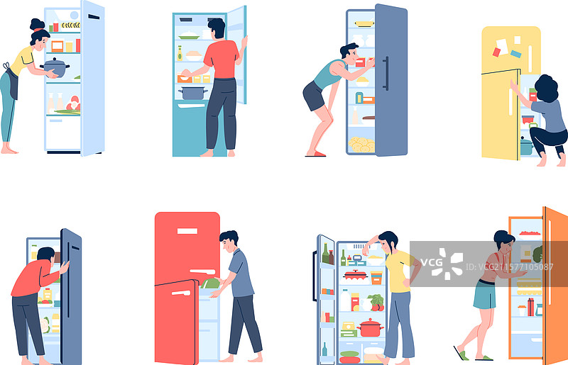 人们和冰箱，男女在使用冰箱图片素材