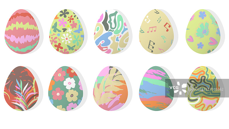 复活节彩蛋绘画剪贴画套装图片素材