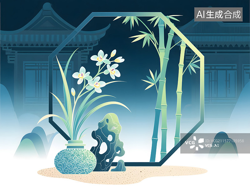 【AI数字艺术】卡通手绘国风国潮插画图片素材