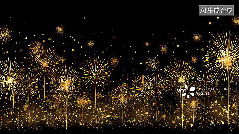 【AI数字艺术】金色烟花盛典图片素材