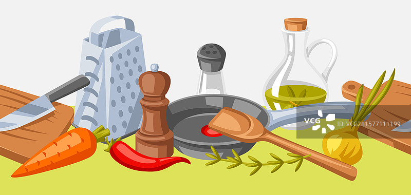 厨房用具和烹饪工具的图案图片素材