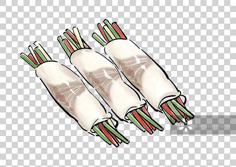 三丝鱼卷特色美食手绘风格插画元素图片素材