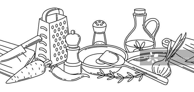 厨房用具和烹饪工具的图案图片素材