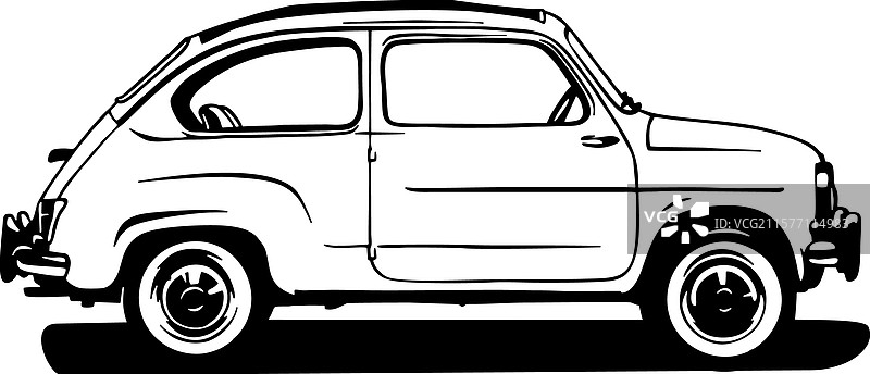 1960年菲亚特600 - 经典汽车模板剪影图片素材