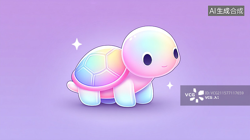 【AI数字艺术】彩虹龟可爱插画图片素材