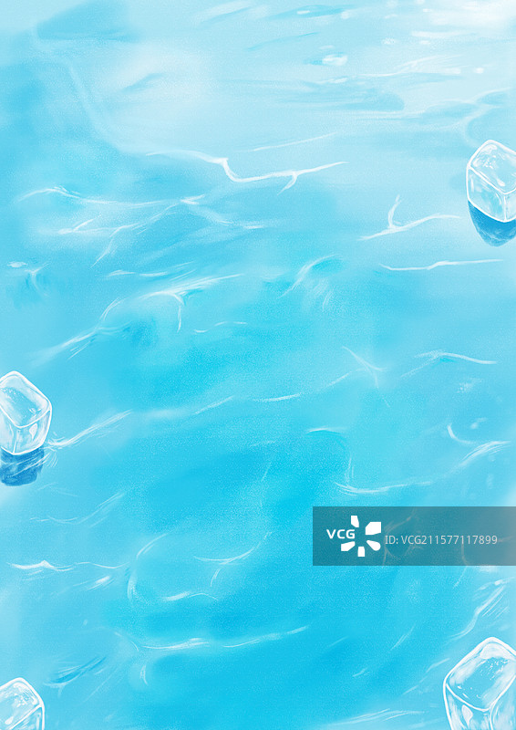 蓝色的海面 冰块 插画背景图片素材