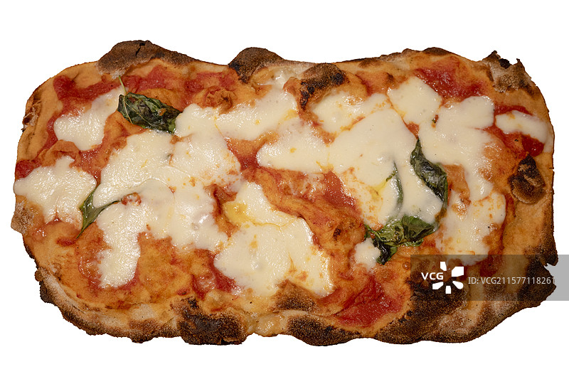 传统的意大利玛格丽特披萨顶视图，白色背景抠图素材图片素材
