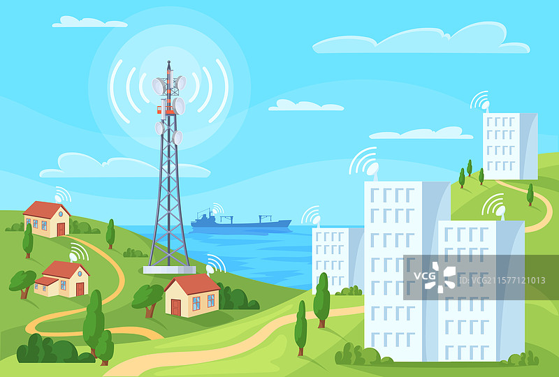 城市无线电信塔信号图片素材