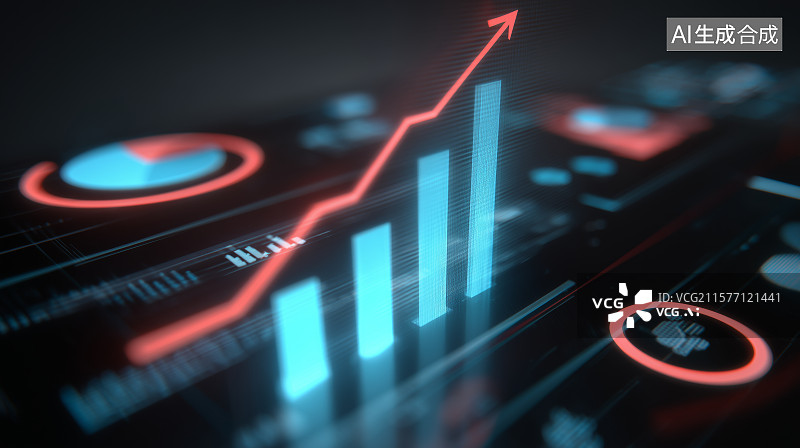 【AI数字艺术】增长趋势图表展示图片素材