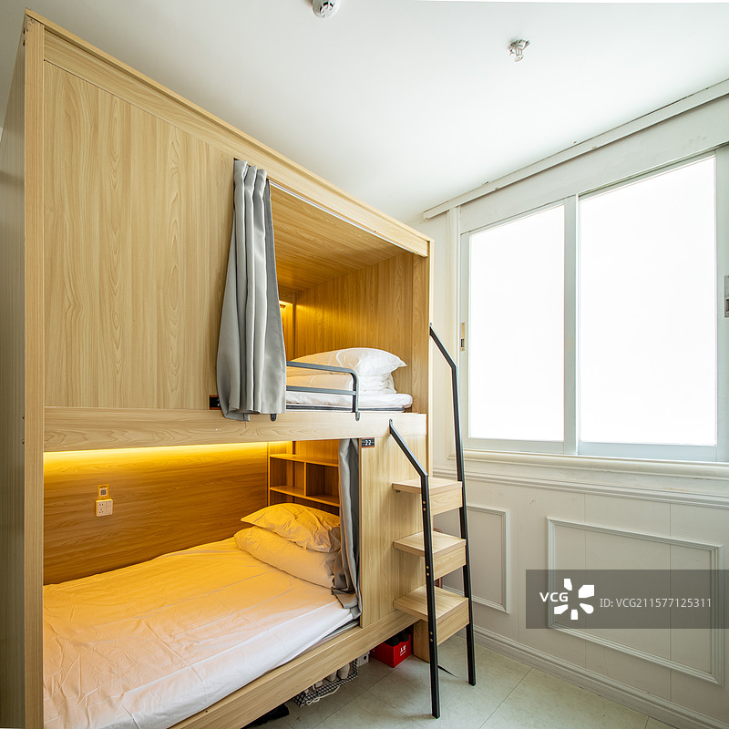 厦门新型民宿双层床位图片素材