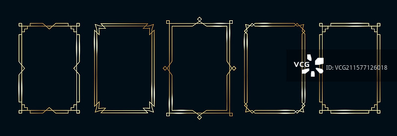 金色框架套装，细线金边，奢华风格图片素材