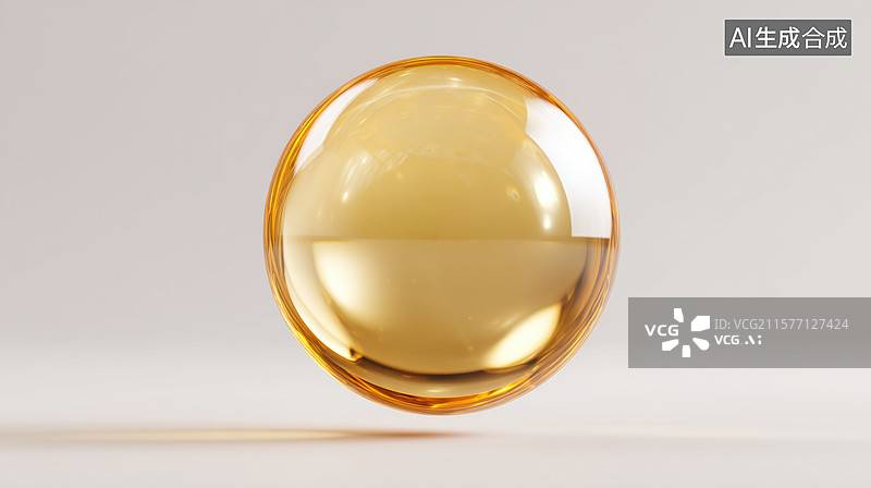 【AI数字艺术】透明金色球体悬浮展示图片素材