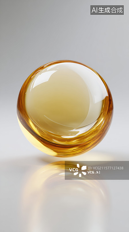 【AI数字艺术】透明琥珀色玻璃球图片素材