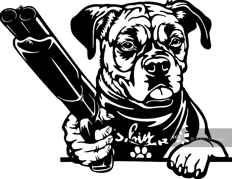 坏拳击手 - 拿着枪的狗 - 模板图片素材