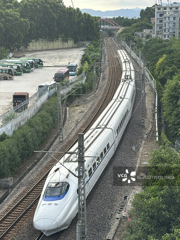 俯视角和谐号图片素材