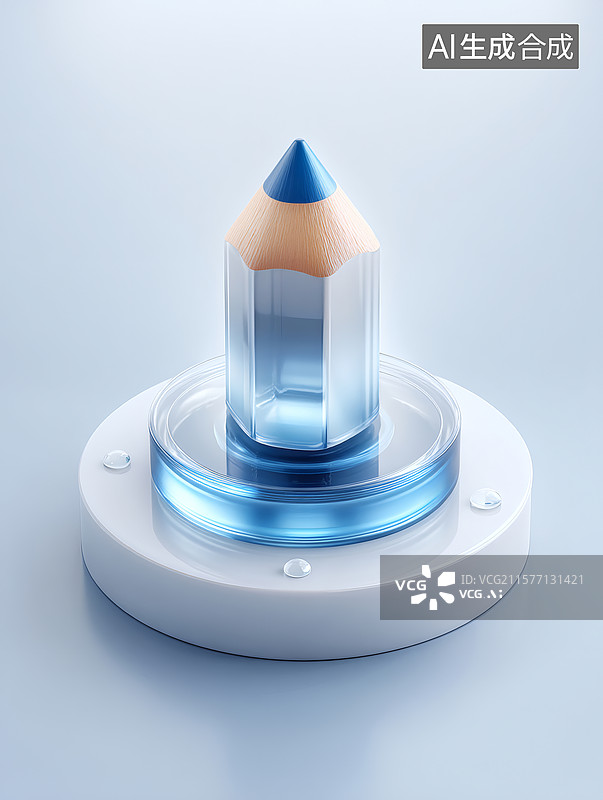 【AI数字艺术】水晶铅笔与水滴图片素材