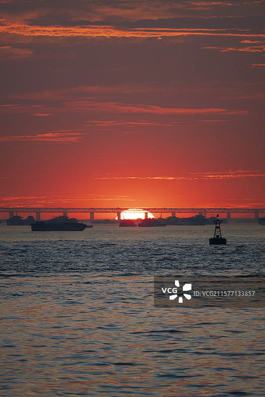 南通滨江公园日落图片素材