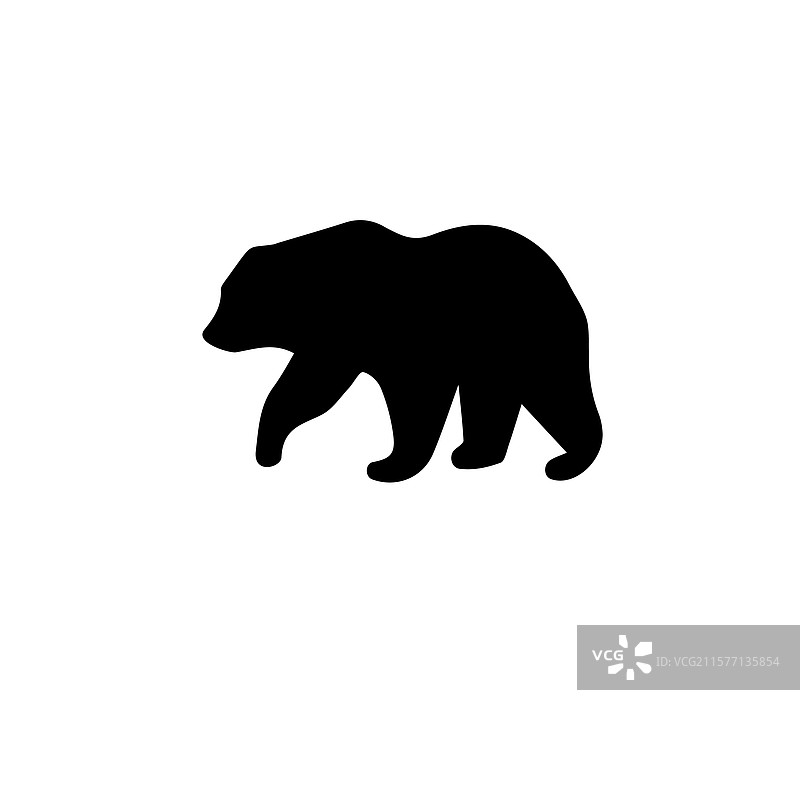 灰熊或北极熊科迪亚克轮廓实心图形图片素材