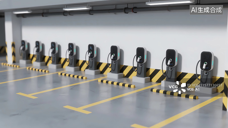 【AI数字艺术】3D渲染汽车充电桩图片素材