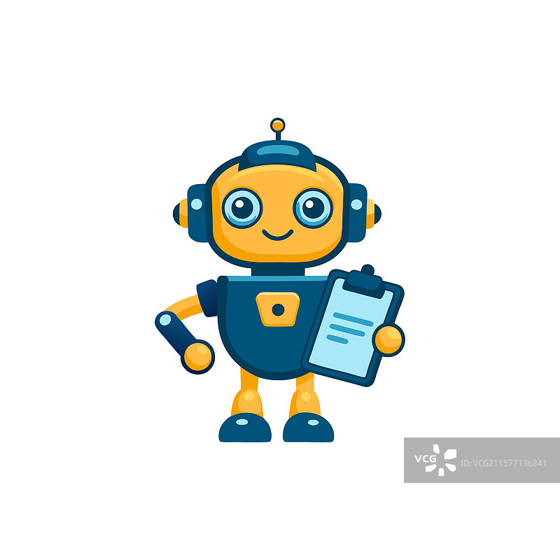 可爱的宇航员手持夹板的卡通形象图片素材