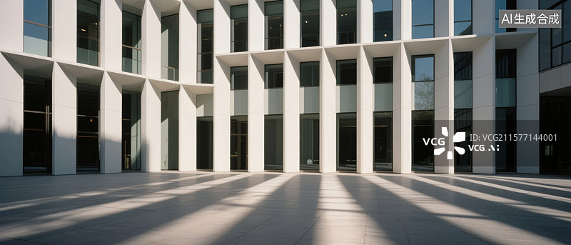 【AI数字艺术】现代建筑的光影庭院图片素材