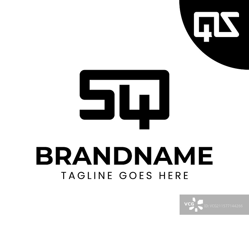 适合的字母QS和SQ单字母组合标志集图片素材