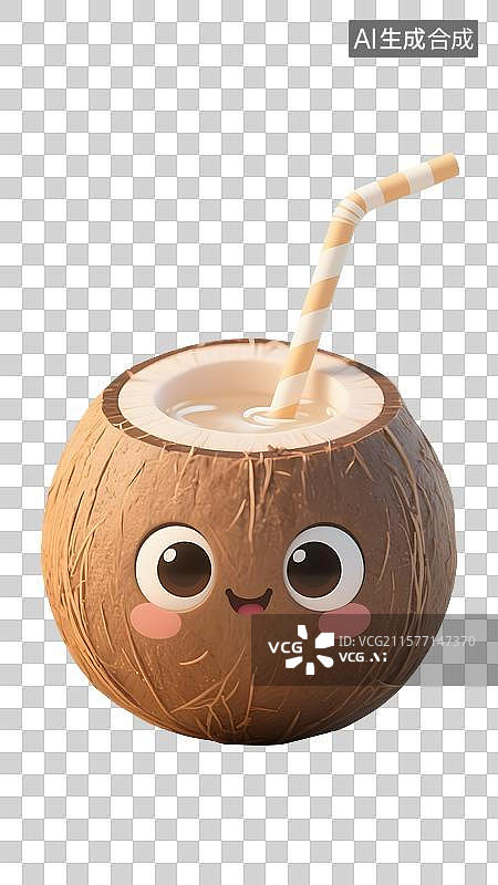 【AI数字艺术】拟人椰子表情免抠元素图片素材