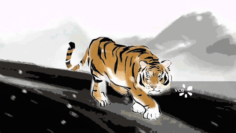 水墨 中国画 插图  老虎 虎 下山虎图片素材