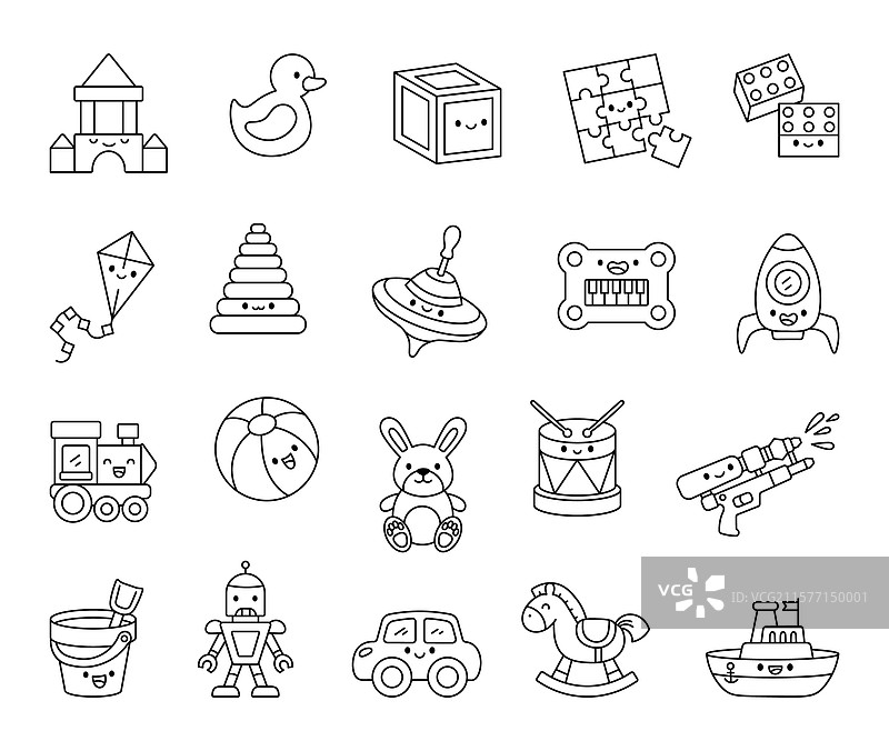 可爱的卡通儿童玩具套装图片素材
