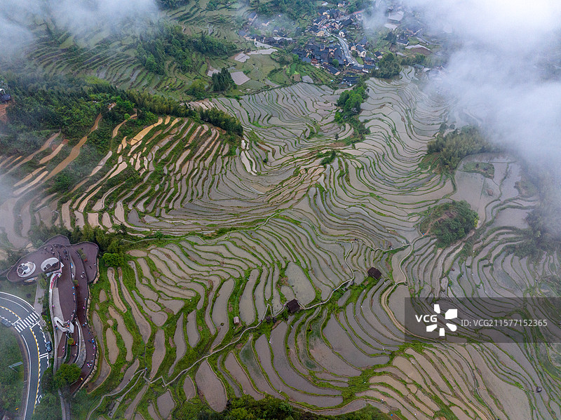 浙江省丽水市云和县崇头镇云和梯田景区航拍各种图片图片素材