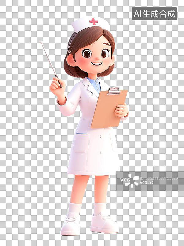 【AI数字艺术】3D立体三维C4D一个女人女性医生护士宣传讲解分享分析报告教育健康保健知识卡通形象设计元素图片素材