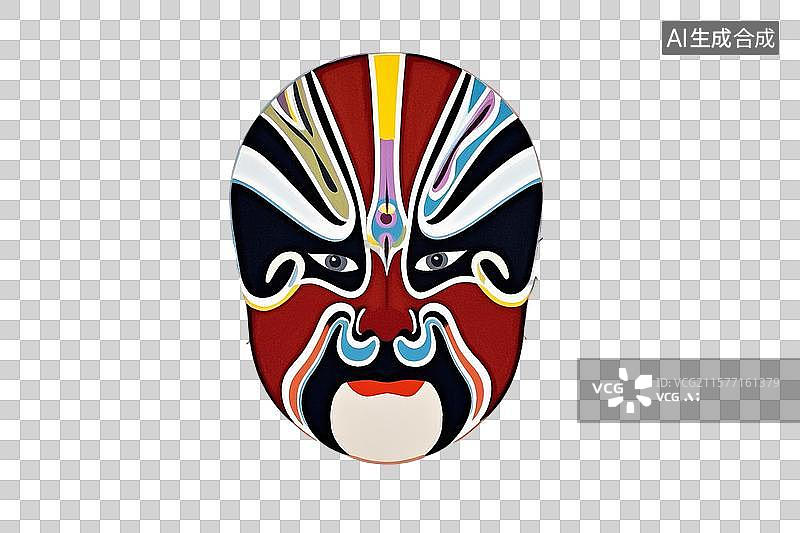 【AI数字艺术】极简主义多彩京剧脸谱线条版画图片素材