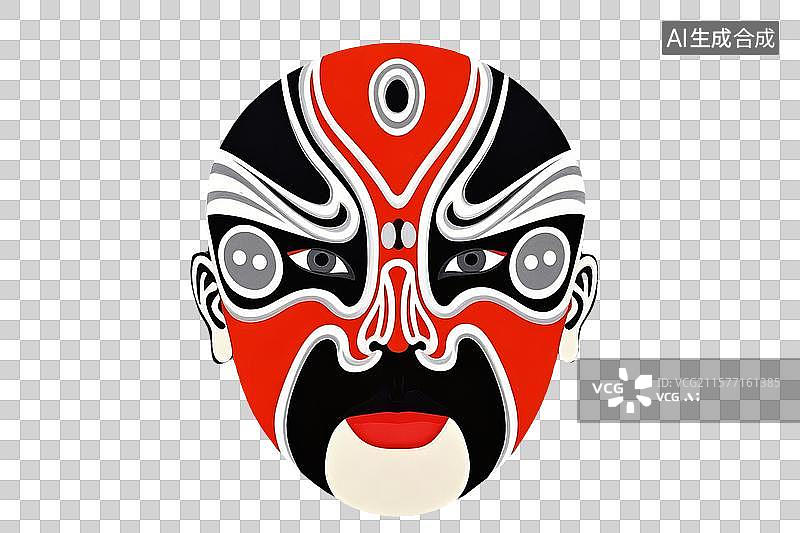 【AI数字艺术】极简主义多彩京剧脸谱线条版画图片素材