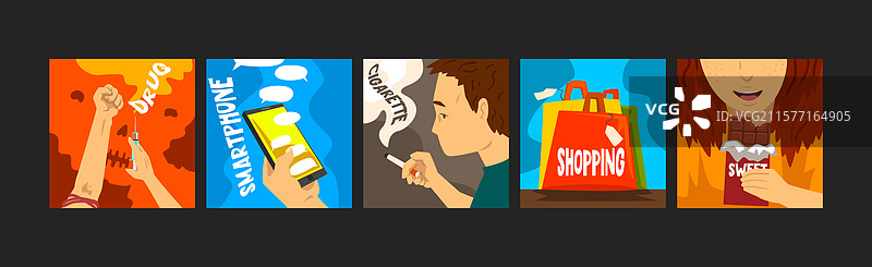 不良习惯和有害成瘾海报系列图片素材