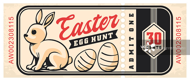 复古复活节彩蛋狩猎票图片素材